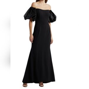 Eliza J Black Maxi Dress with Puff Sleeves...Size 4